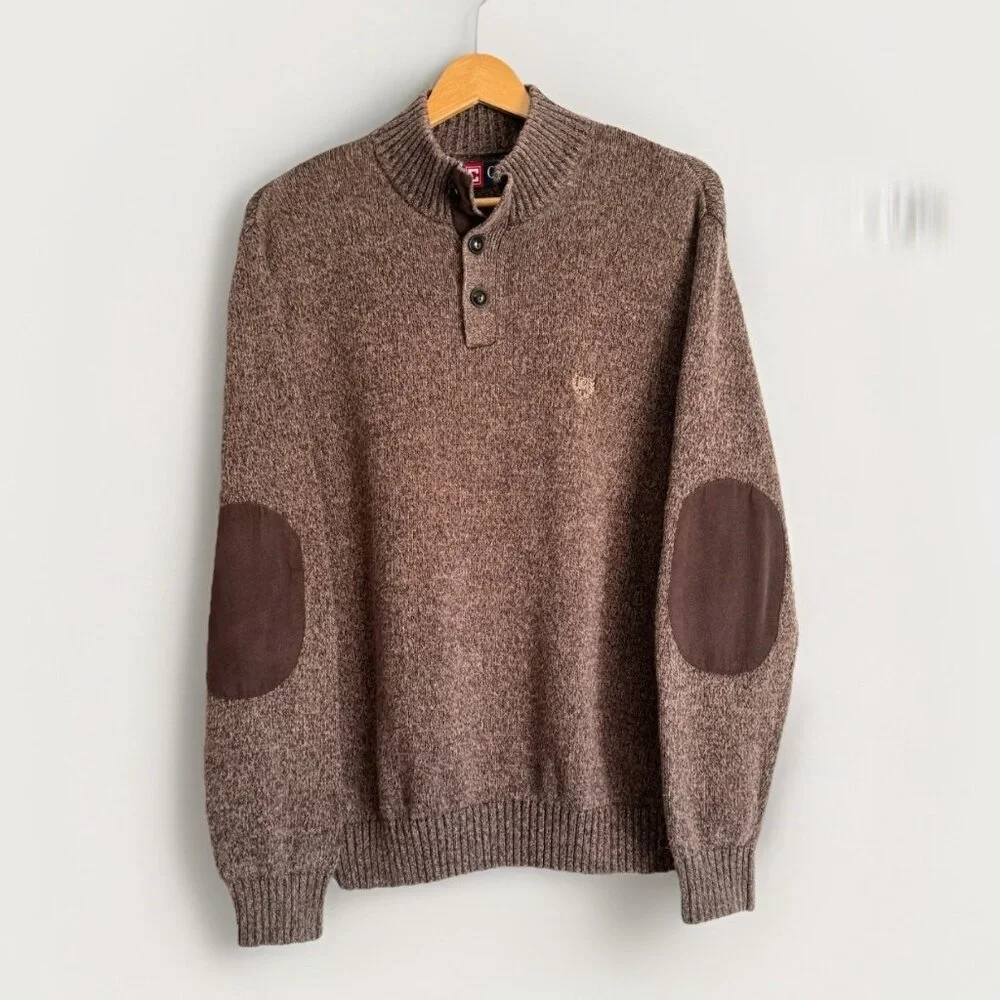 Chaps Elbow Patch Brown Sweater Mens Large Ivy League Preppy Heritage Academia